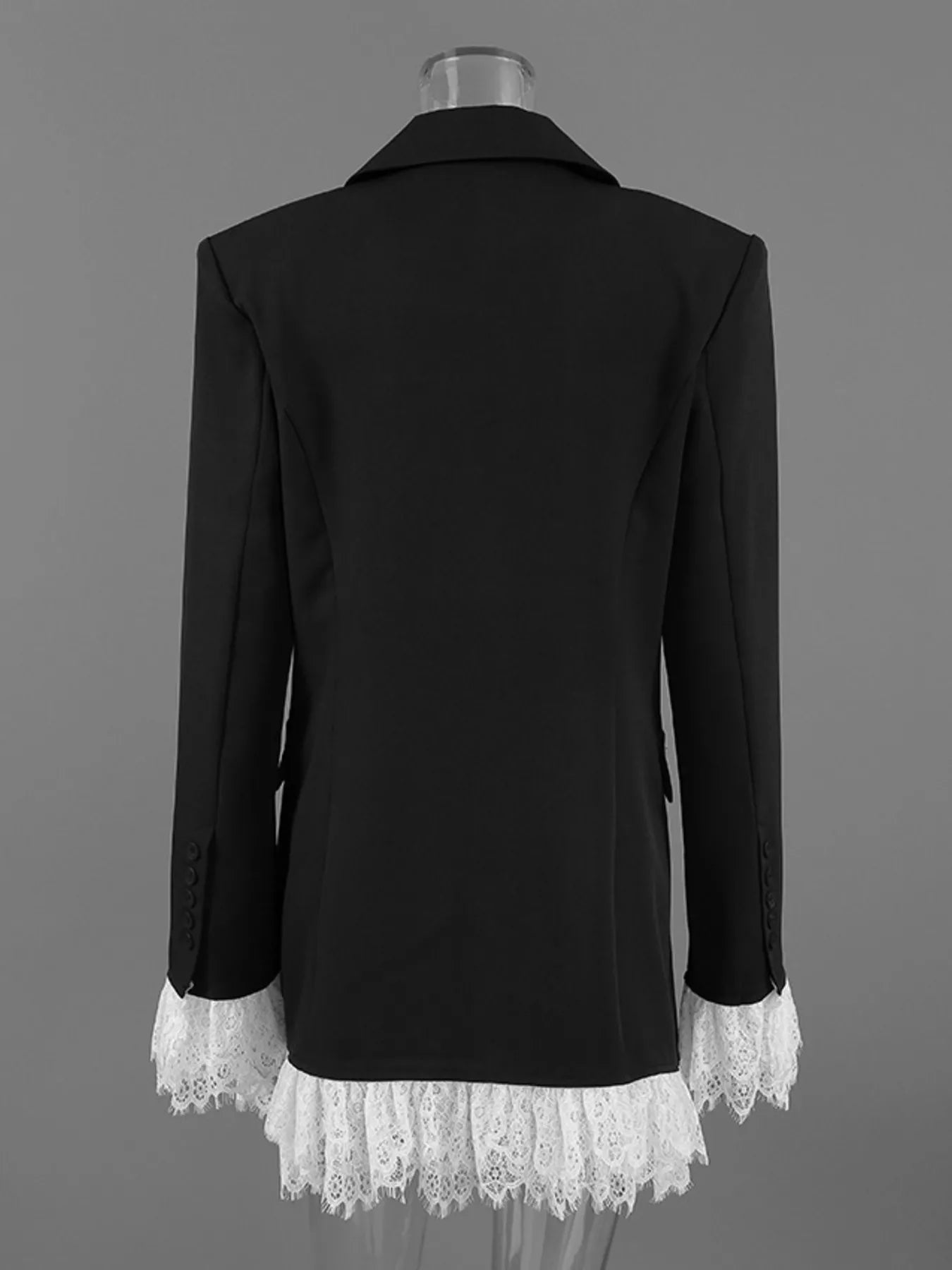 Trendsi Lace Hem One Button Blazer -