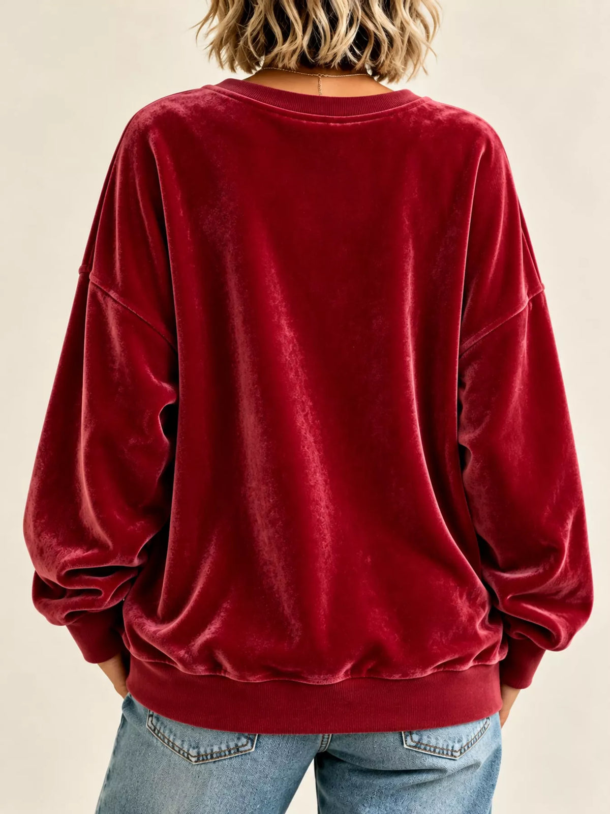 Crew-neck sweatshirt, red back