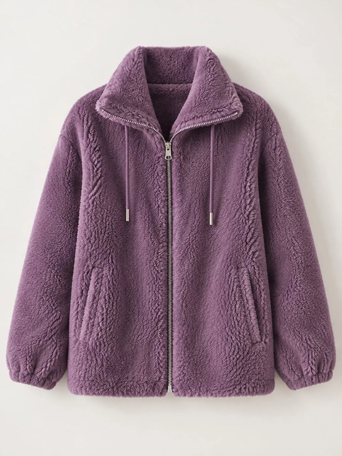 Faux-fur jacket, purple flat lay