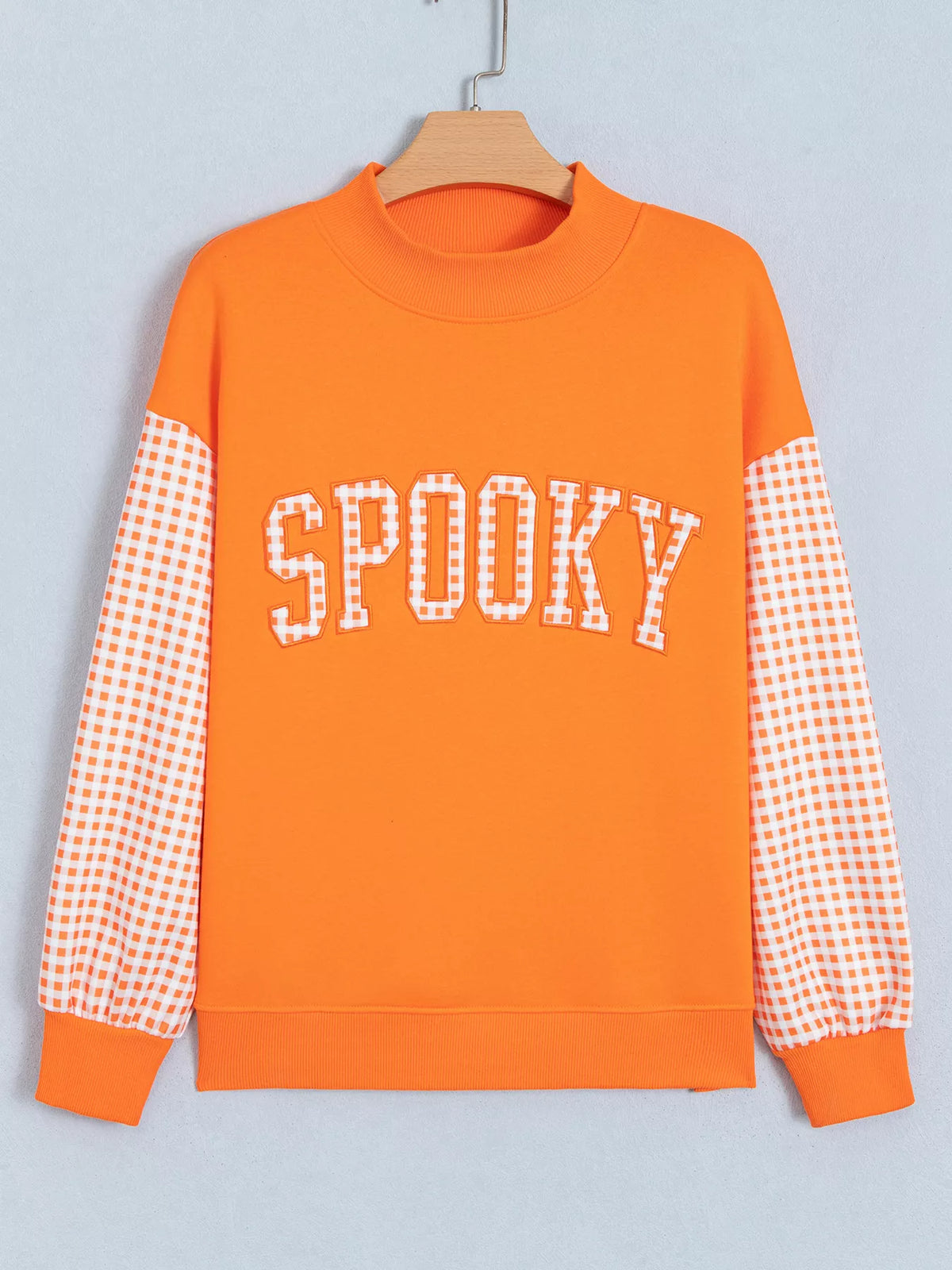 Orange gingham sleeve slogan sweatshirt
