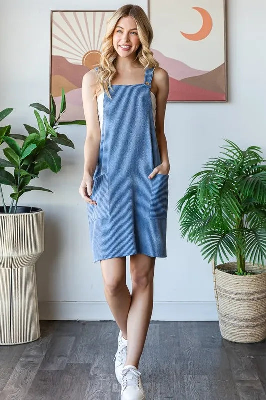 Trendsi Heimish Full Size Ribbed Sleeveless Mini Tank Dress Plus Size - Dresses