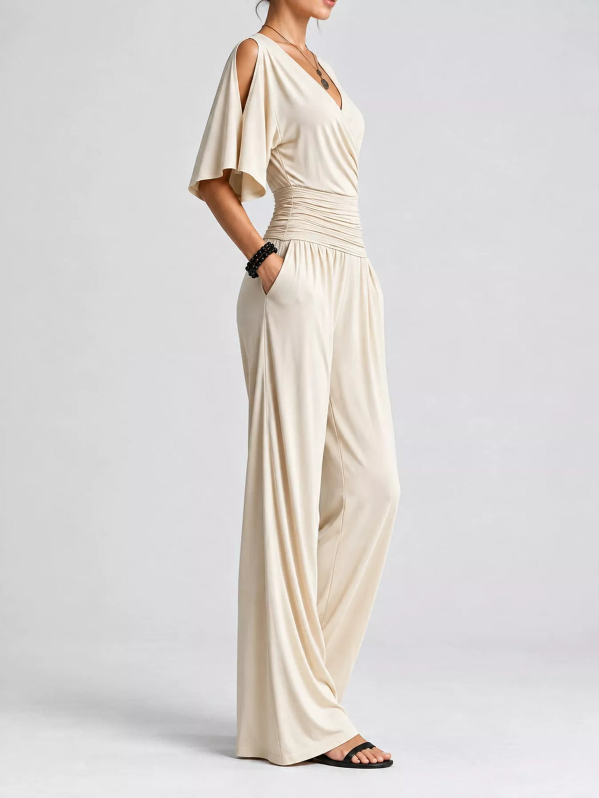 Cold Shoulder Wide-Leg Jumpsuit — side view