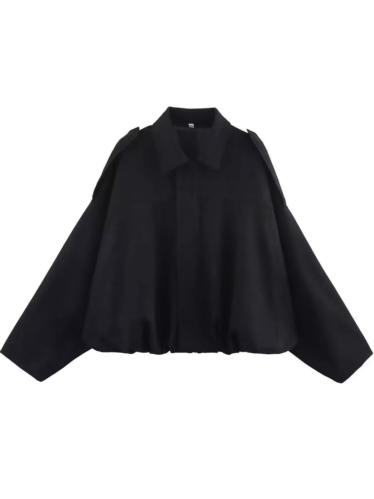 Oversized zip jacket, black flat front