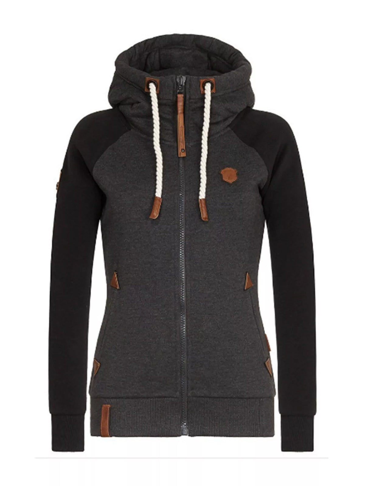 Color-Block Zip-Up Hoodie — garment front