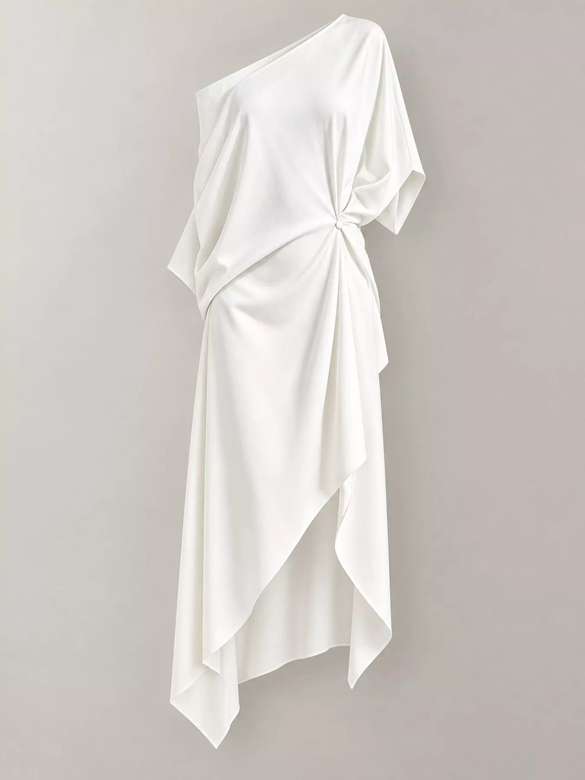 One-shoulder dress, white hanging front