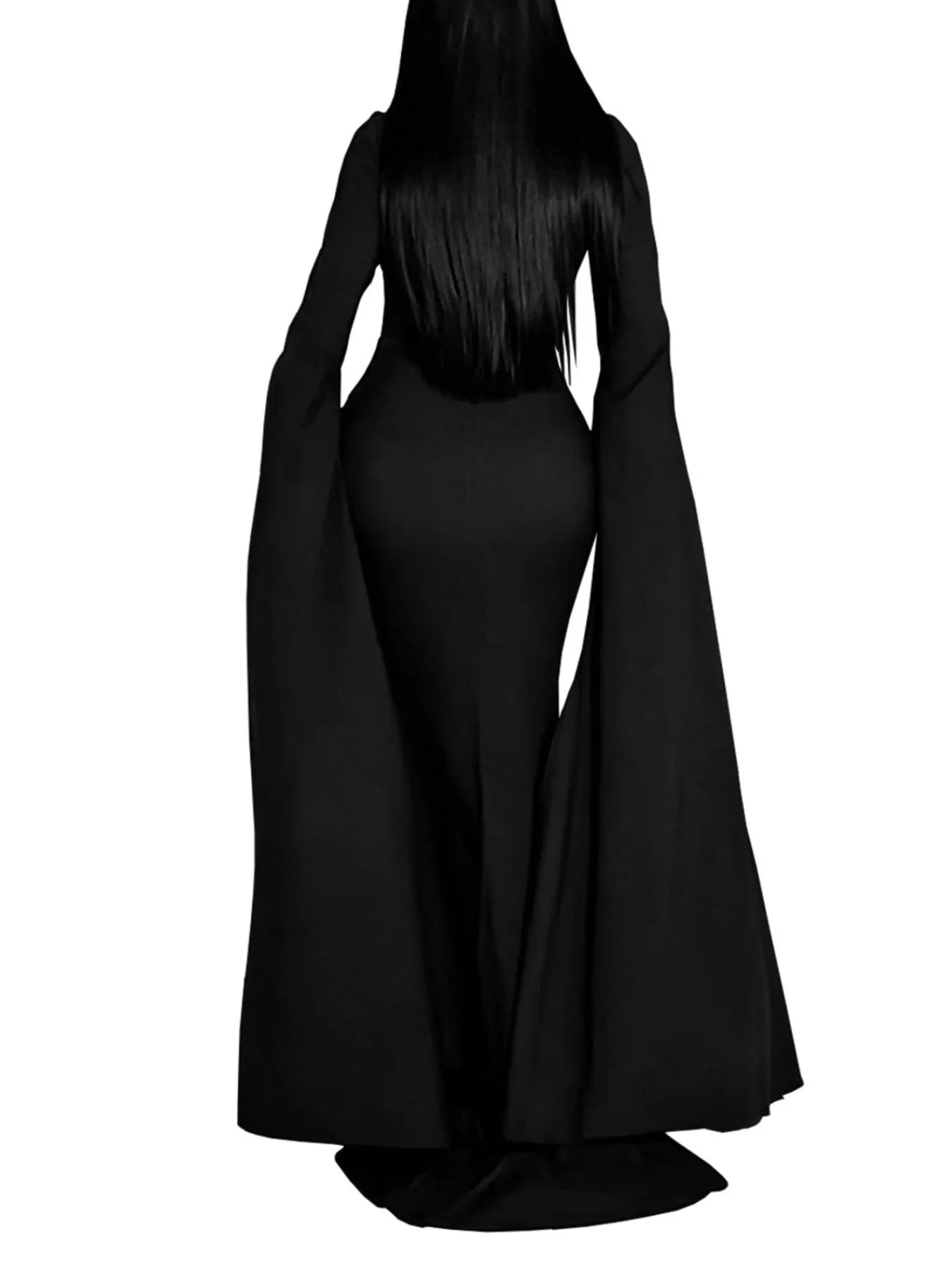 Trendsi Rhinestone Slit Flare Sleeve Cape Maxi Dress -