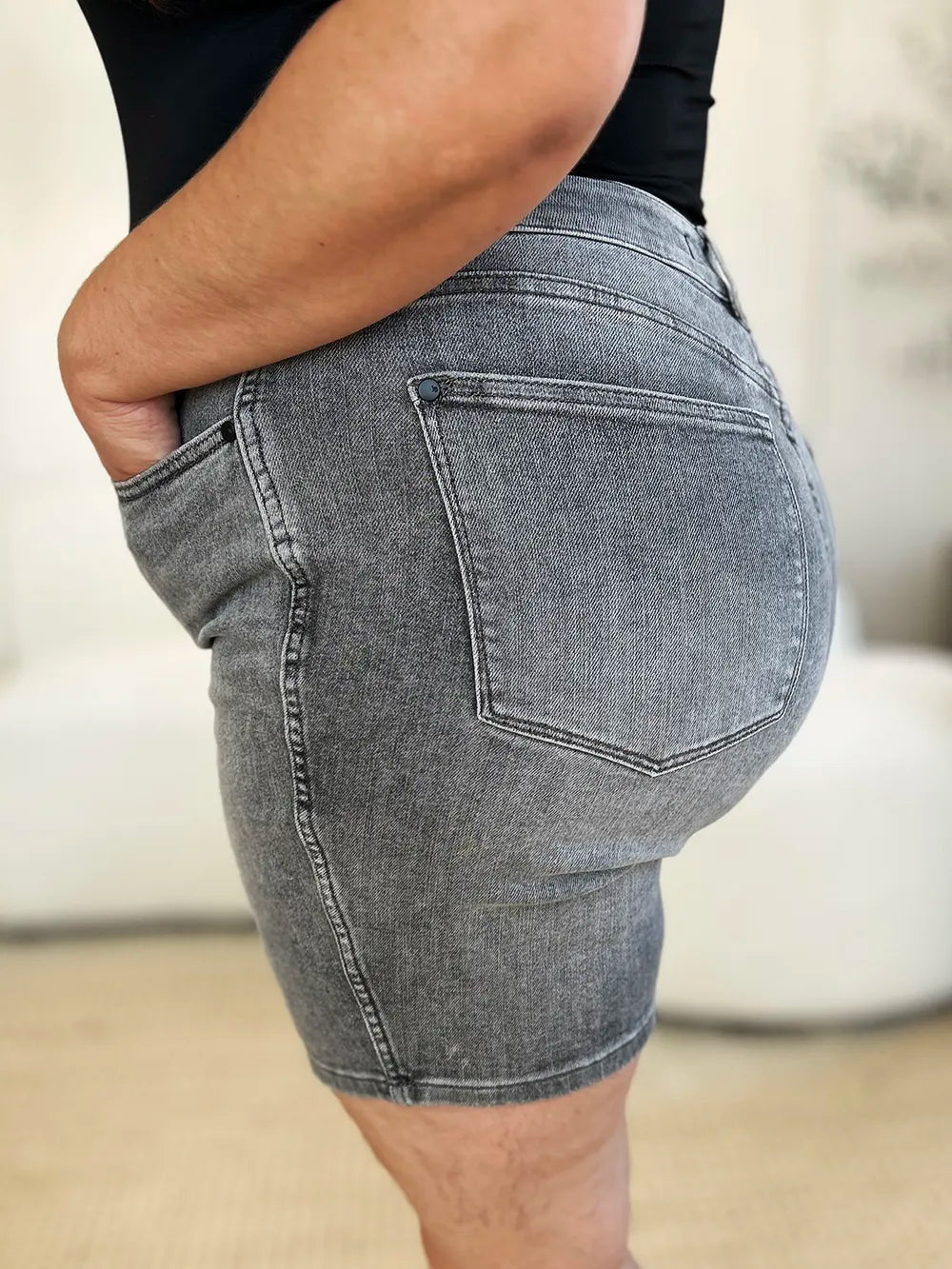 Trendsi Judy Blue Full Size High Waist Washed Denim Shorts -