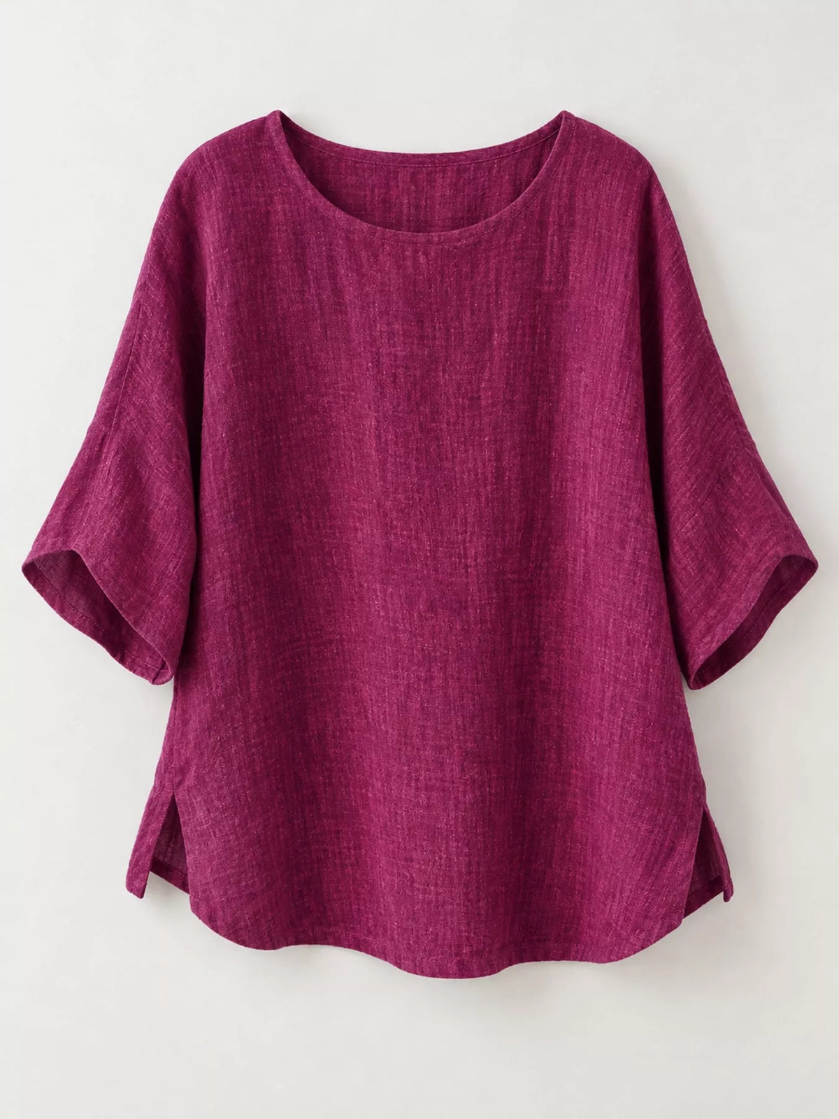 Slit blouse, burgundy flat lay
