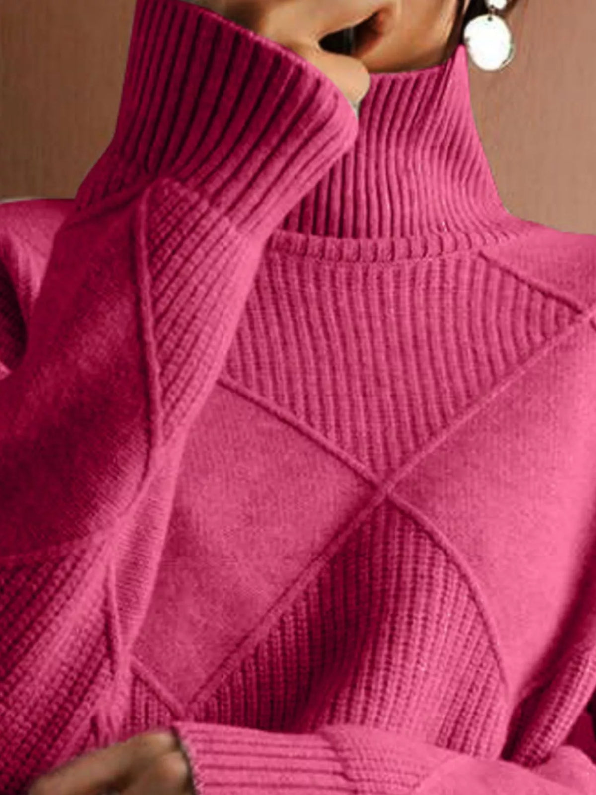 Trendsi Argyle Pattern Turtleneck Sweater -