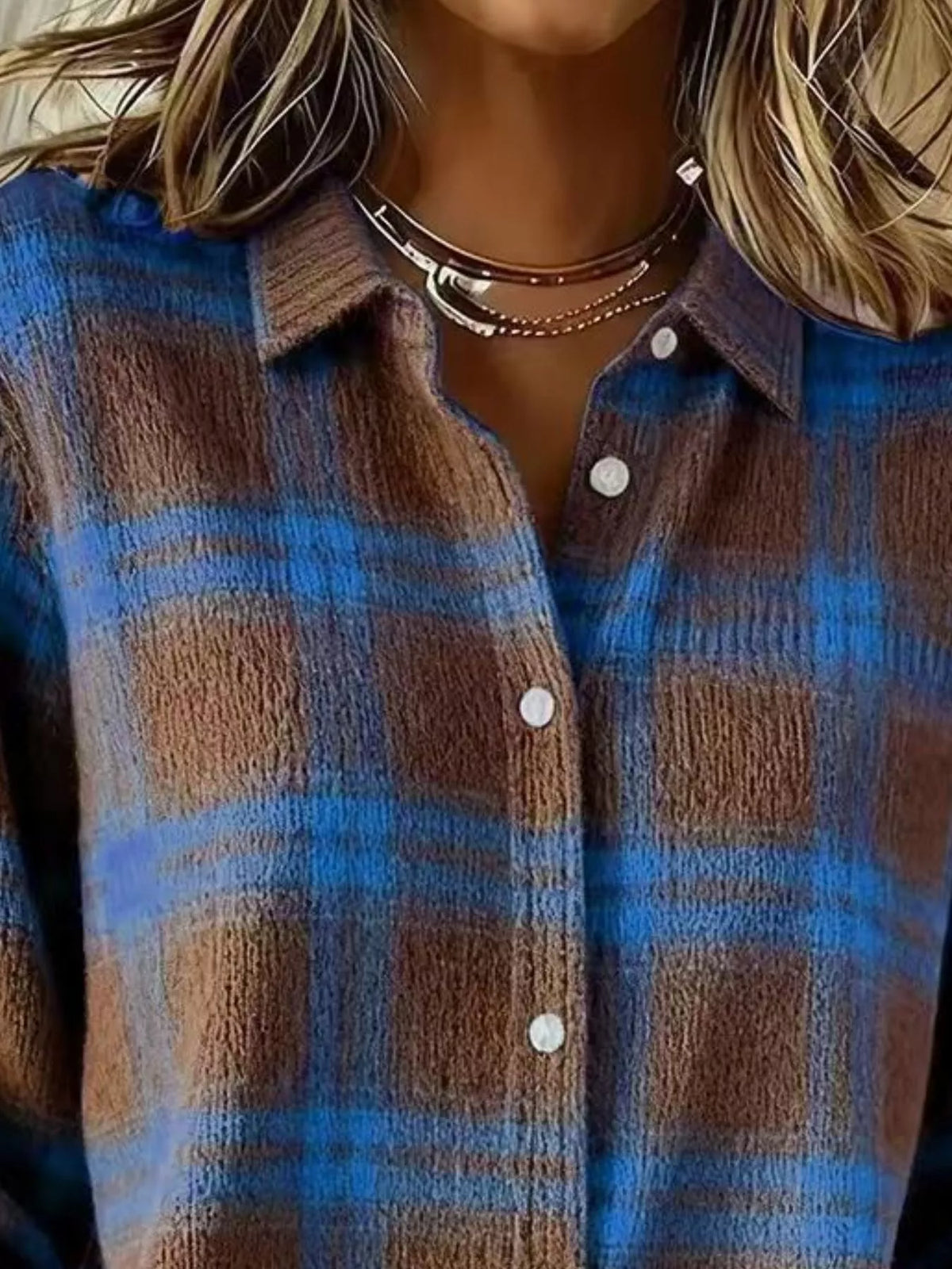 Trendsi Full Size Plaid Button-Down Knit Cardigan Plus Size -