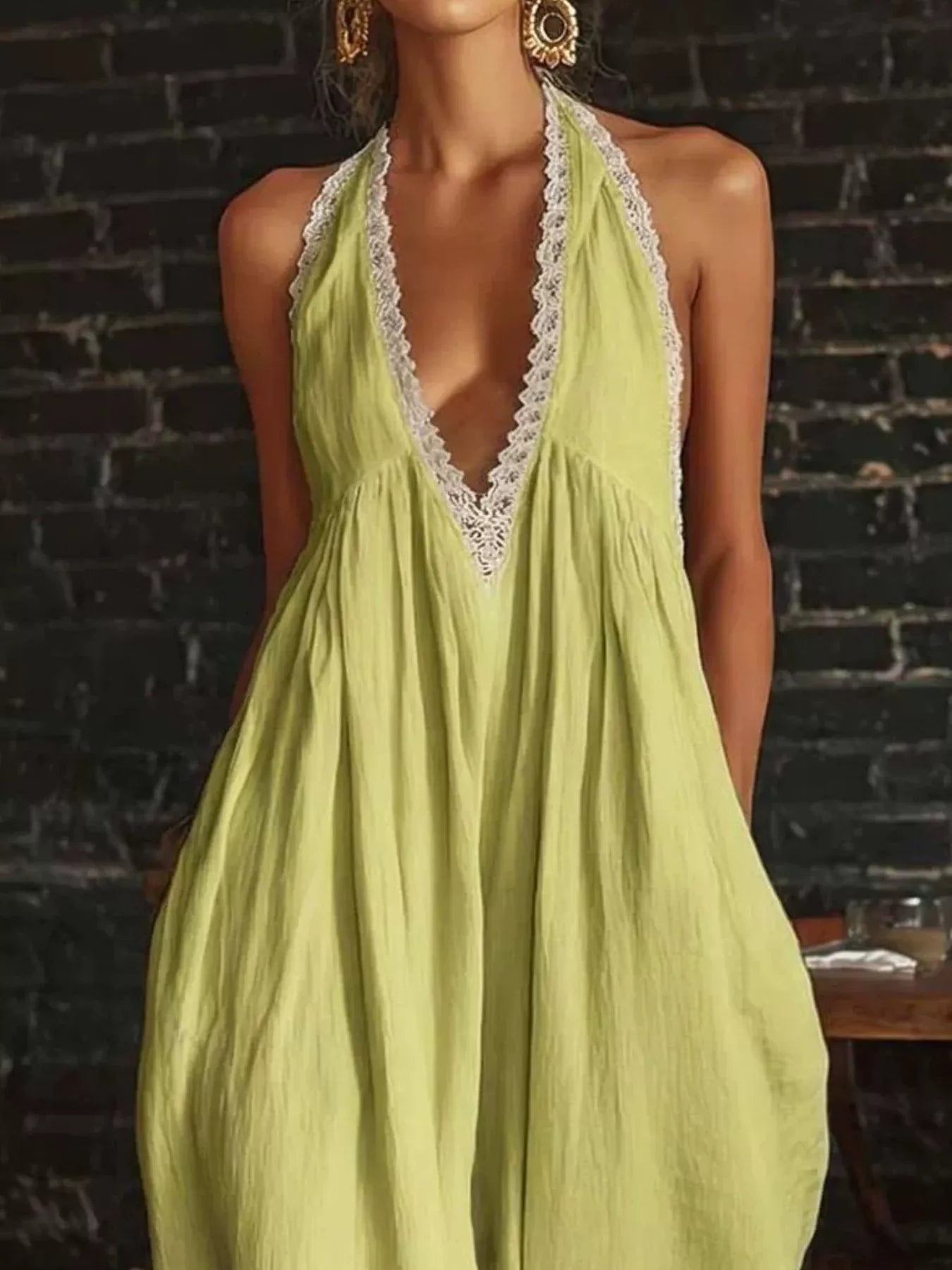 Trendsi Full Size Lace Trim Wide-Leg Jumpsuit Plus Size -