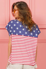 Trendsi BiBi Star Rpinted with Stripe Combo Top - Shirts