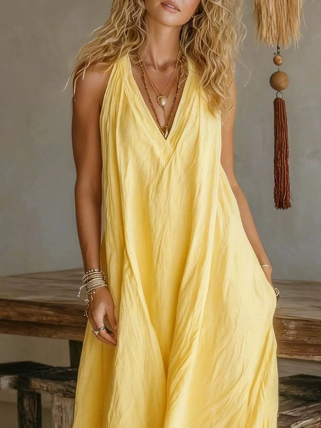 Trendsi Full Size Sleeveless Flowy Maxi Dress Plus Size -