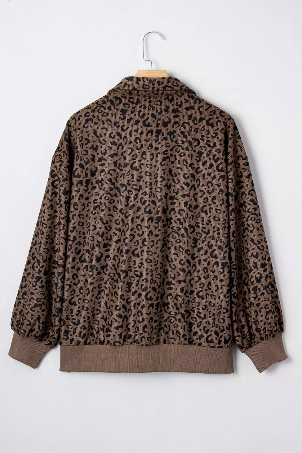 Trendsi Leopard Print Quarter-Zip Sweatshirt -