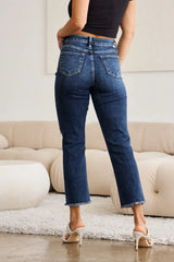 Trendsi RFM Crop Dylan Full Size Tummy Control Distressed High Waist Raw Hem Jeans - Pants