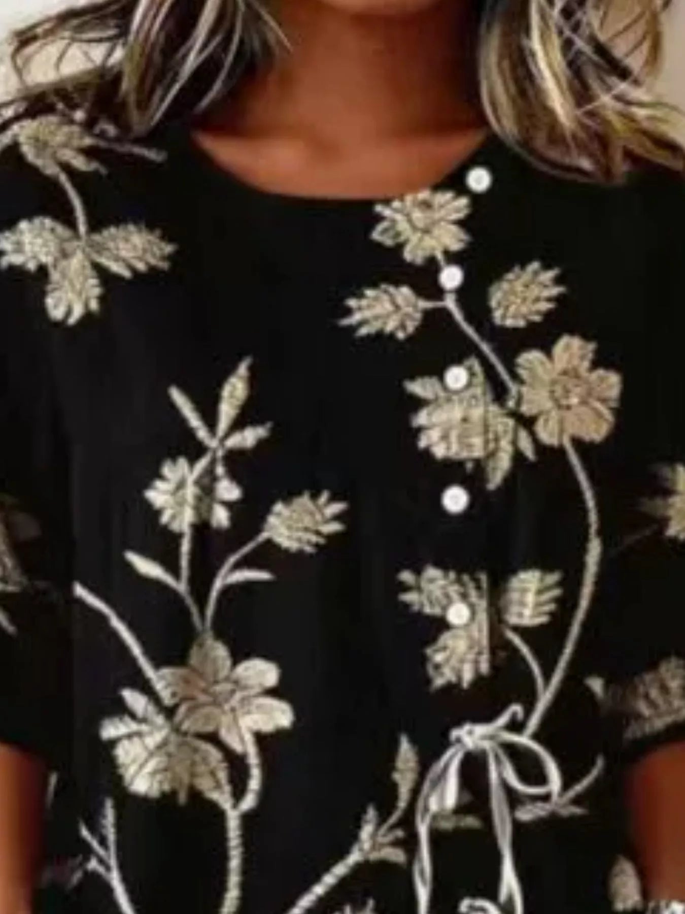 Trendsi Full Size Embroidered Floral Tie Front Shirt Plus Size -