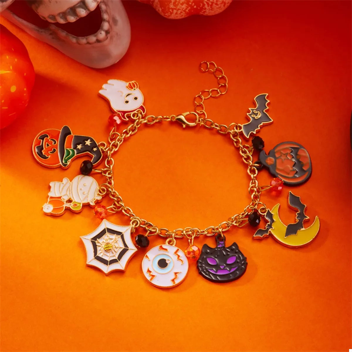 Trendsi 18K Gold-Plated Halloween Charm Bracelet -