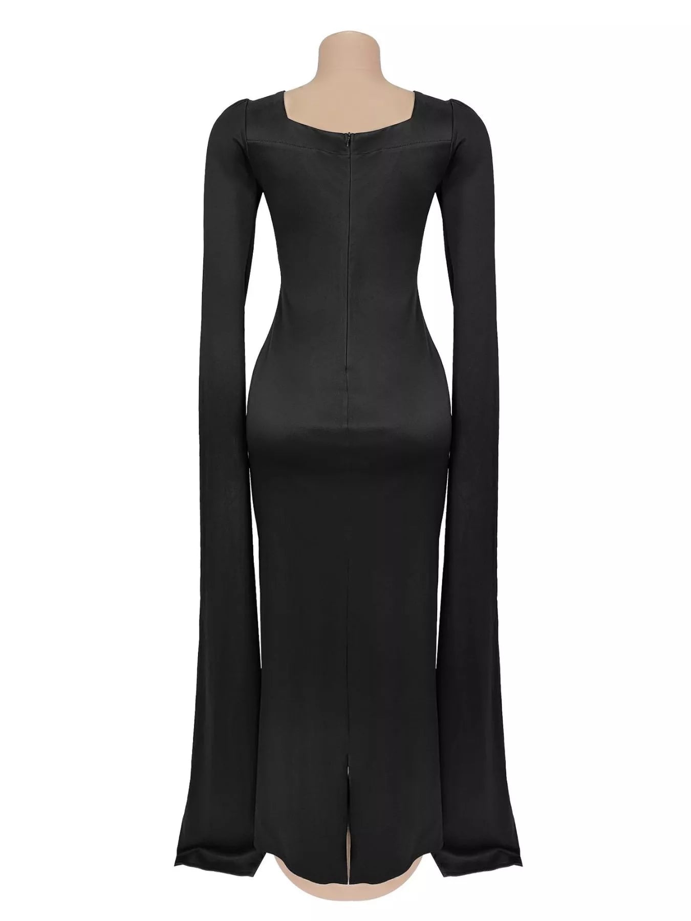 Trendsi Rhinestone Square Neck Slit Sleeve Maxi Dress -