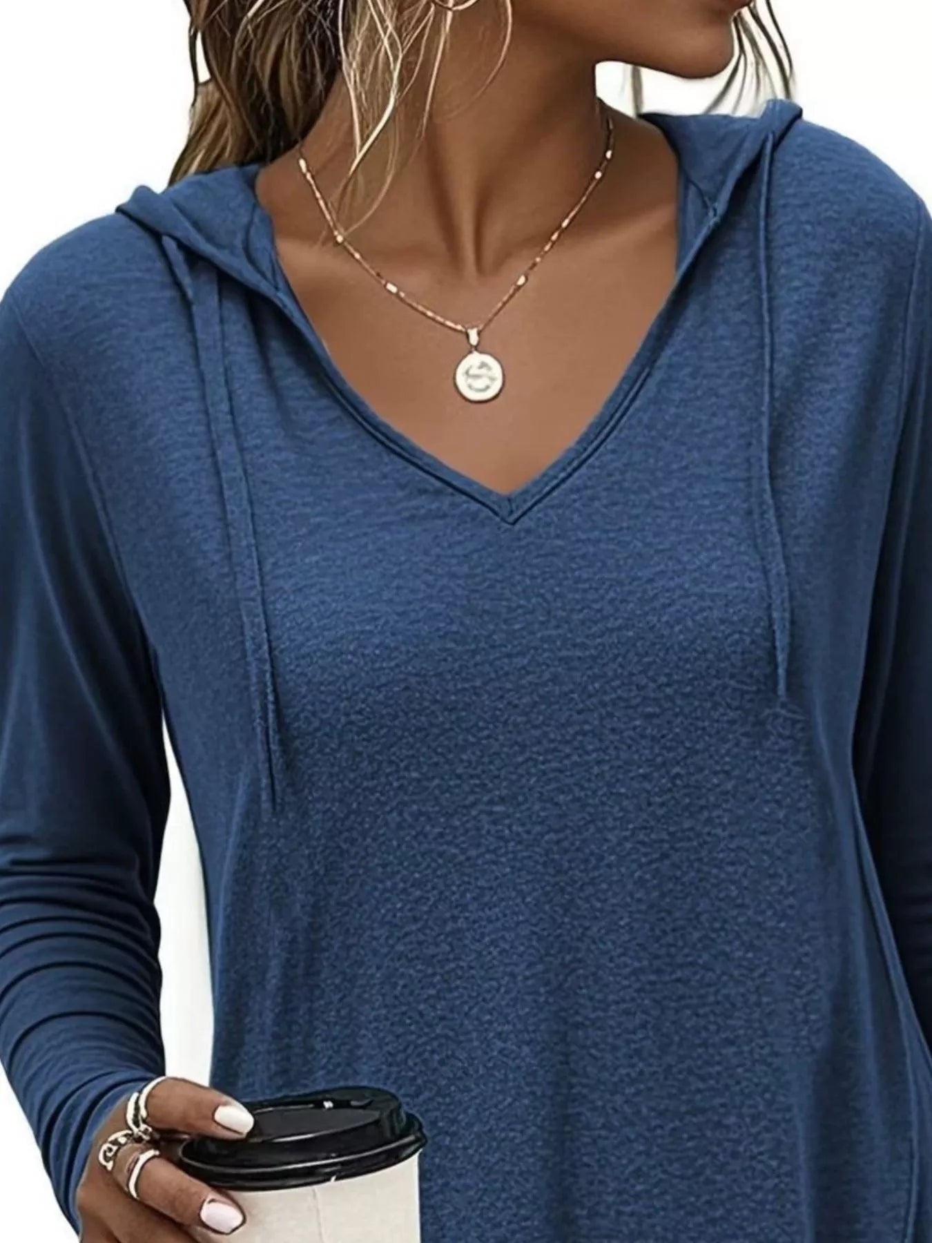 Trendsi Full Size Drawstring Long Sleeve Hooded Top Plus Size -