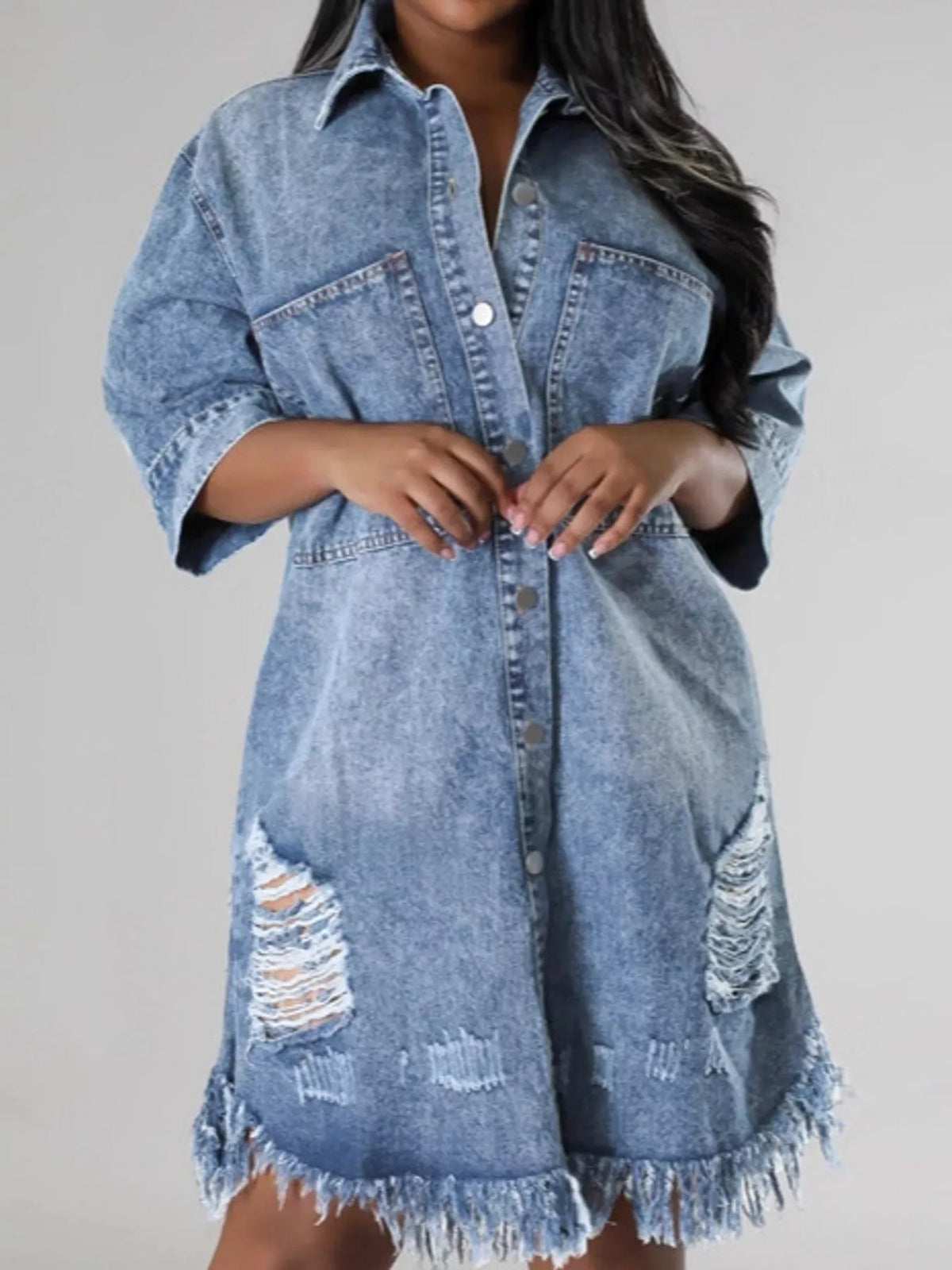 Denim dress, light blue front