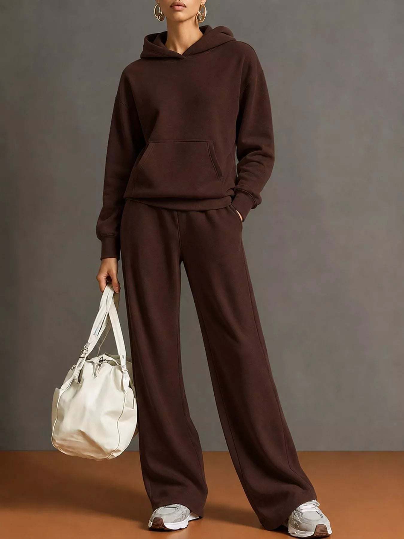 Trendsi Kangaroo Pocket Hoodie and Pants Set -