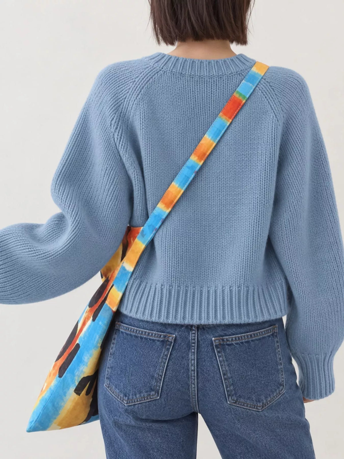 Ribbed-hem cardigan, blue back