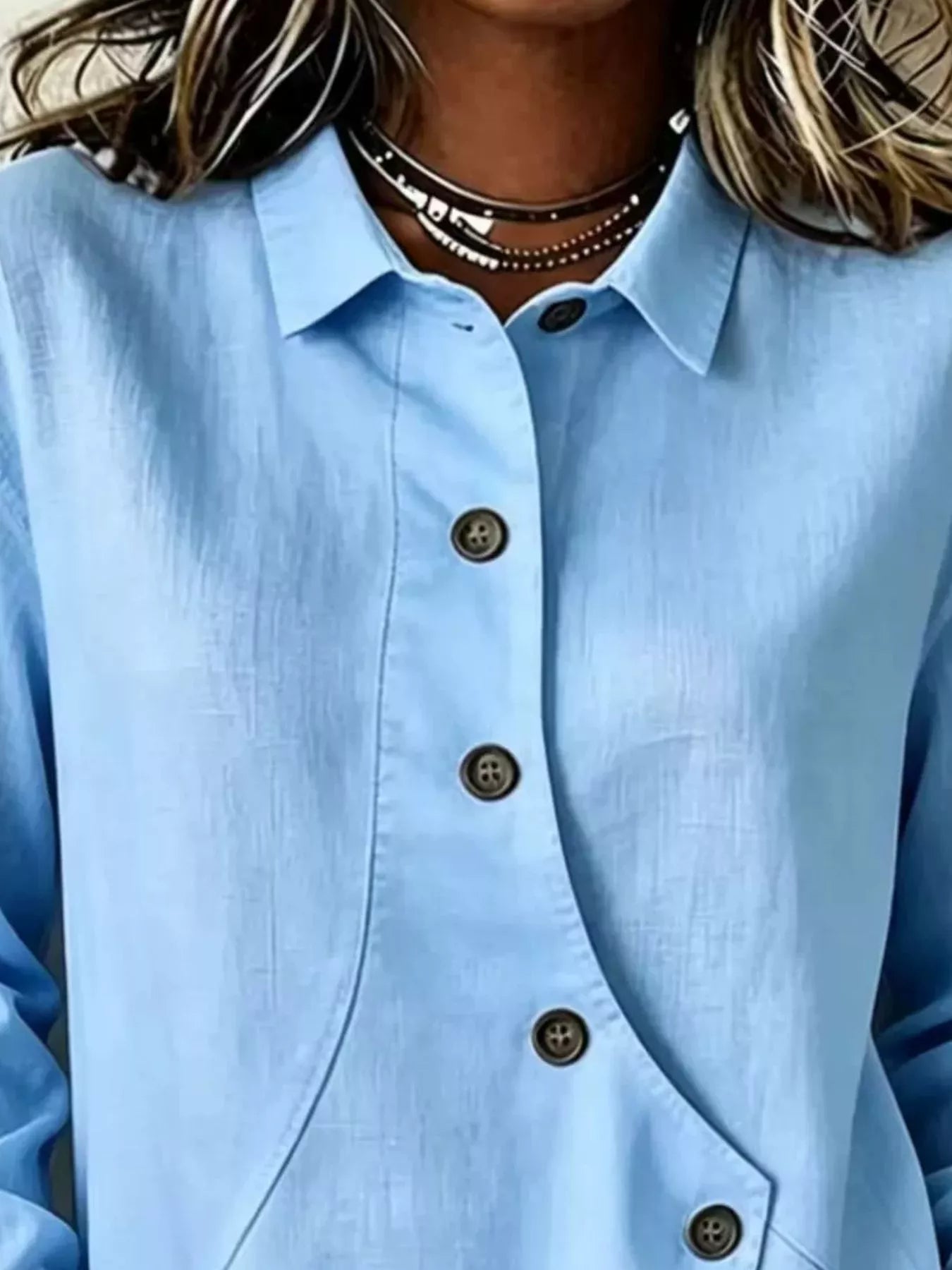 Trendsi Full Size Asymmetrical Button Down Shirt Plus Size -