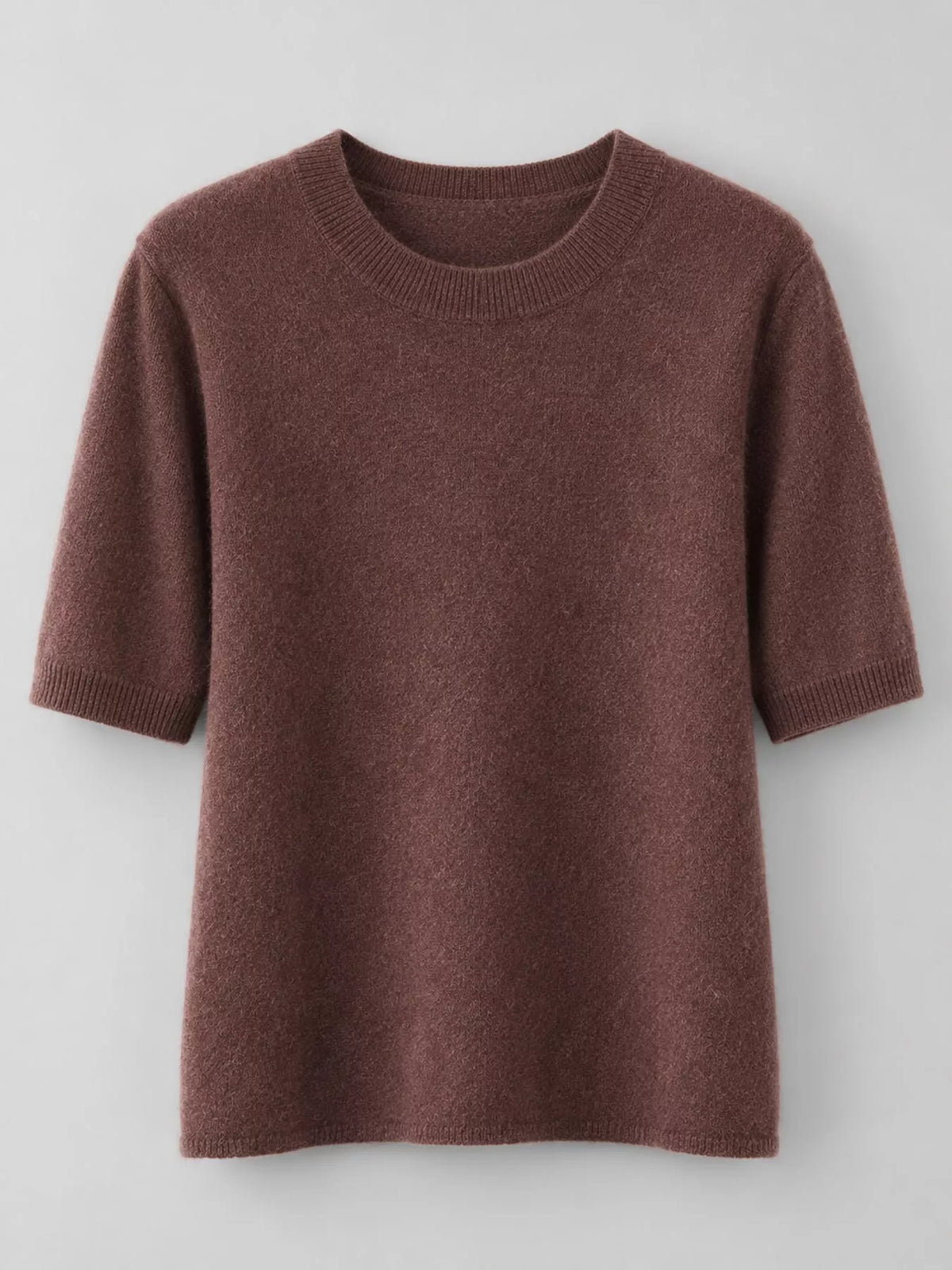 Coffee round neck short-sleeve sweater
