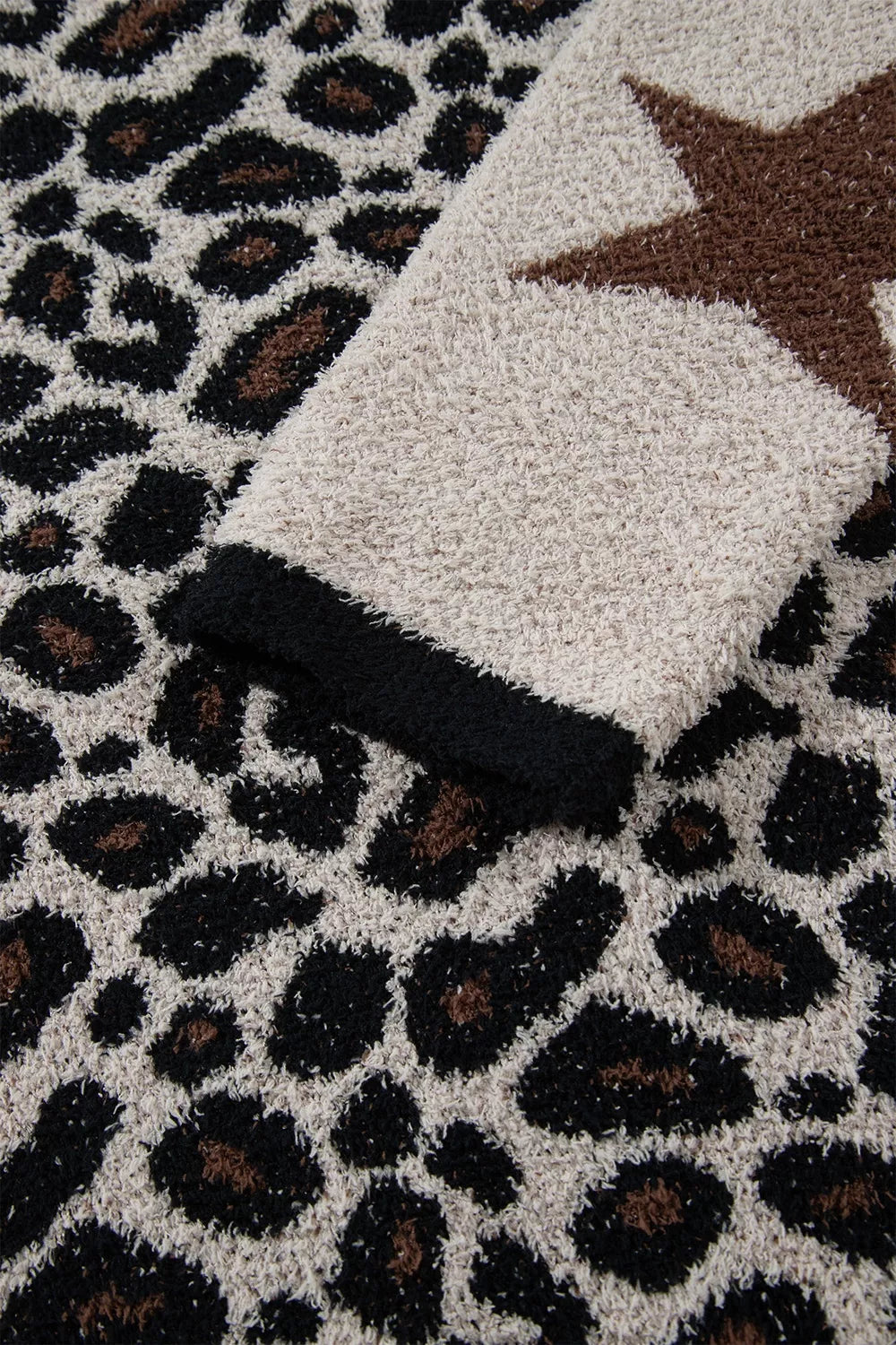 Trendsi Leopard Star Pattern Round Neck Long Sleeve Shift Sweater -