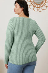 Trendsi Basic Bae Full Size Ribbed V-Neck Long Sleeve T-Shirt - Shirts