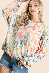 Trendsi BiBi Tie Dye Print Terry Pull Over -
