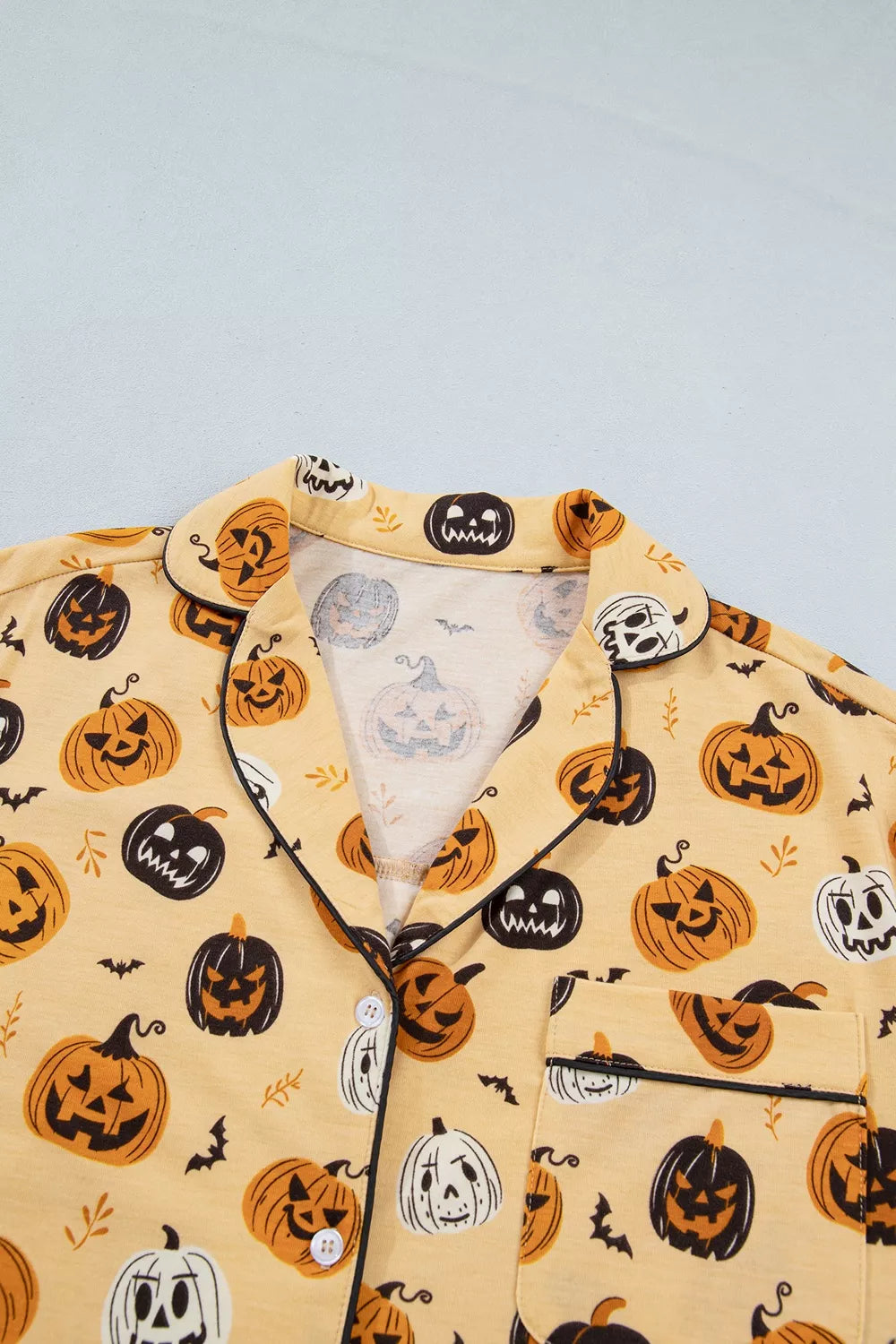 Trendsi Halloween Pumpkin Print Long Sleeve Two Piece Lounge Set -