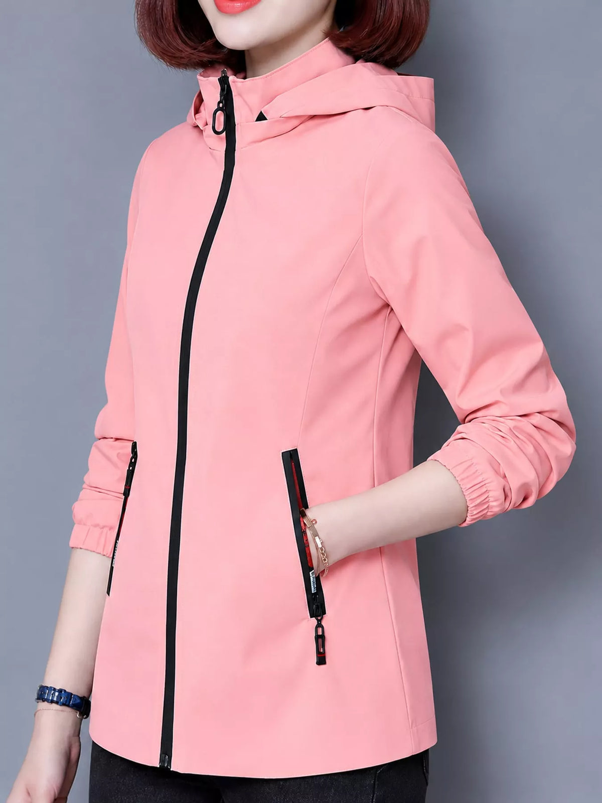 Zip-Up Hooded Jacket — side view