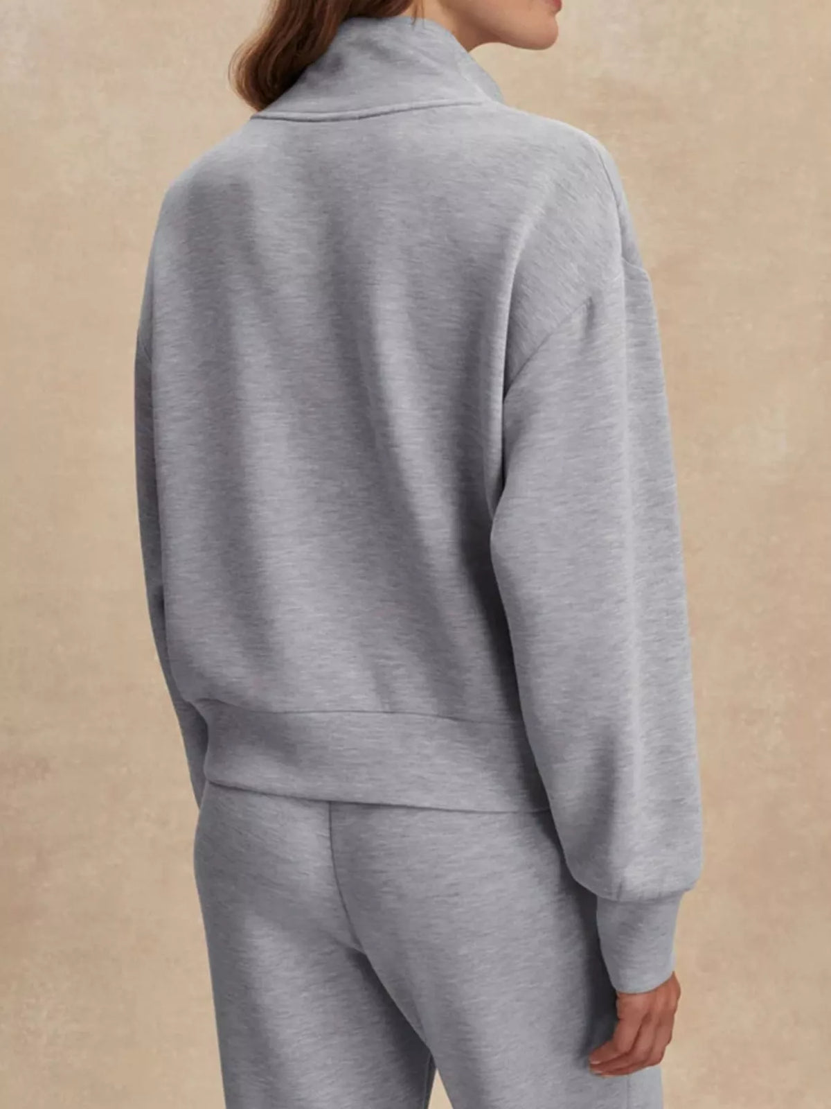 Trendsi Quarter-Zip Sweatshirt and Wide-Leg Pants Set -