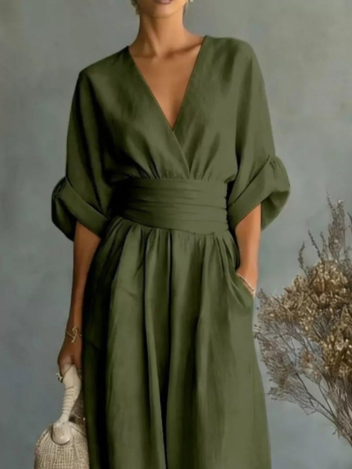 Trendsi Full Size Half Sleeve Wide-Leg Jumpsuit Plus Size -