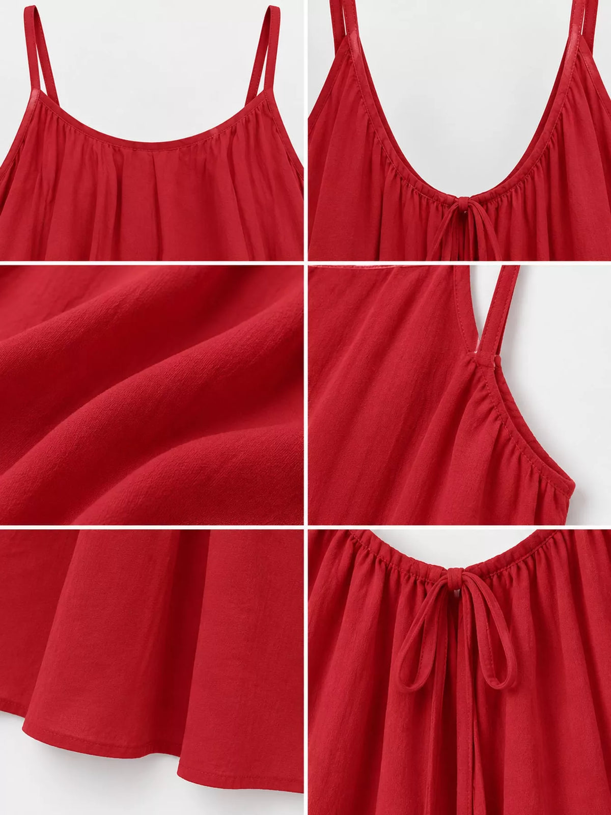 Scoop neck spaghetti-strap mini dress, construction and design details