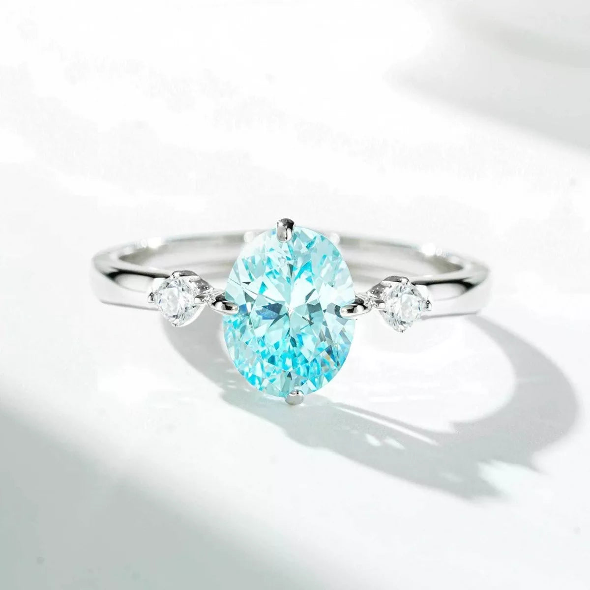 Trendsi 925 Sterling Silver Zircon Oval-Cut Ring -
