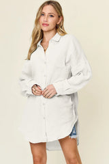 Trendsi Double Take Full Size Pocketed Texture Button Up Shirt -