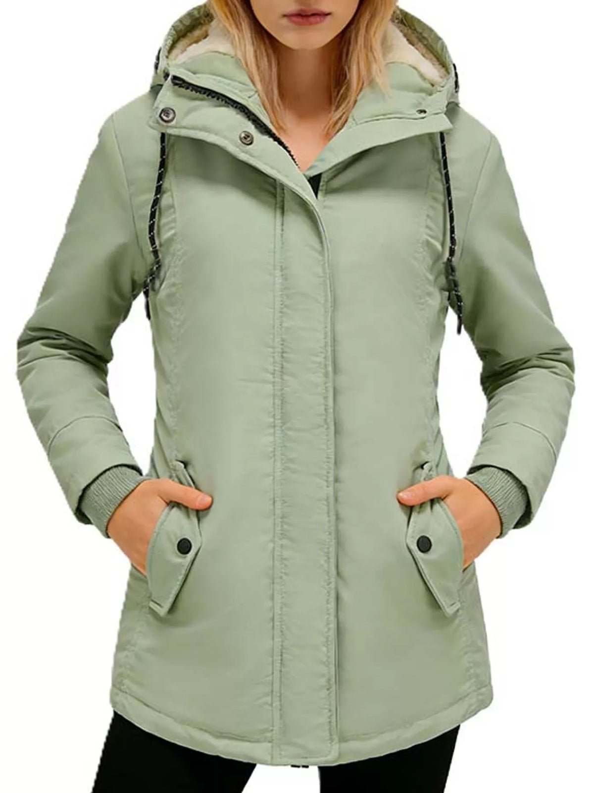 Sherpa-Lined Hooded Jacket — front view