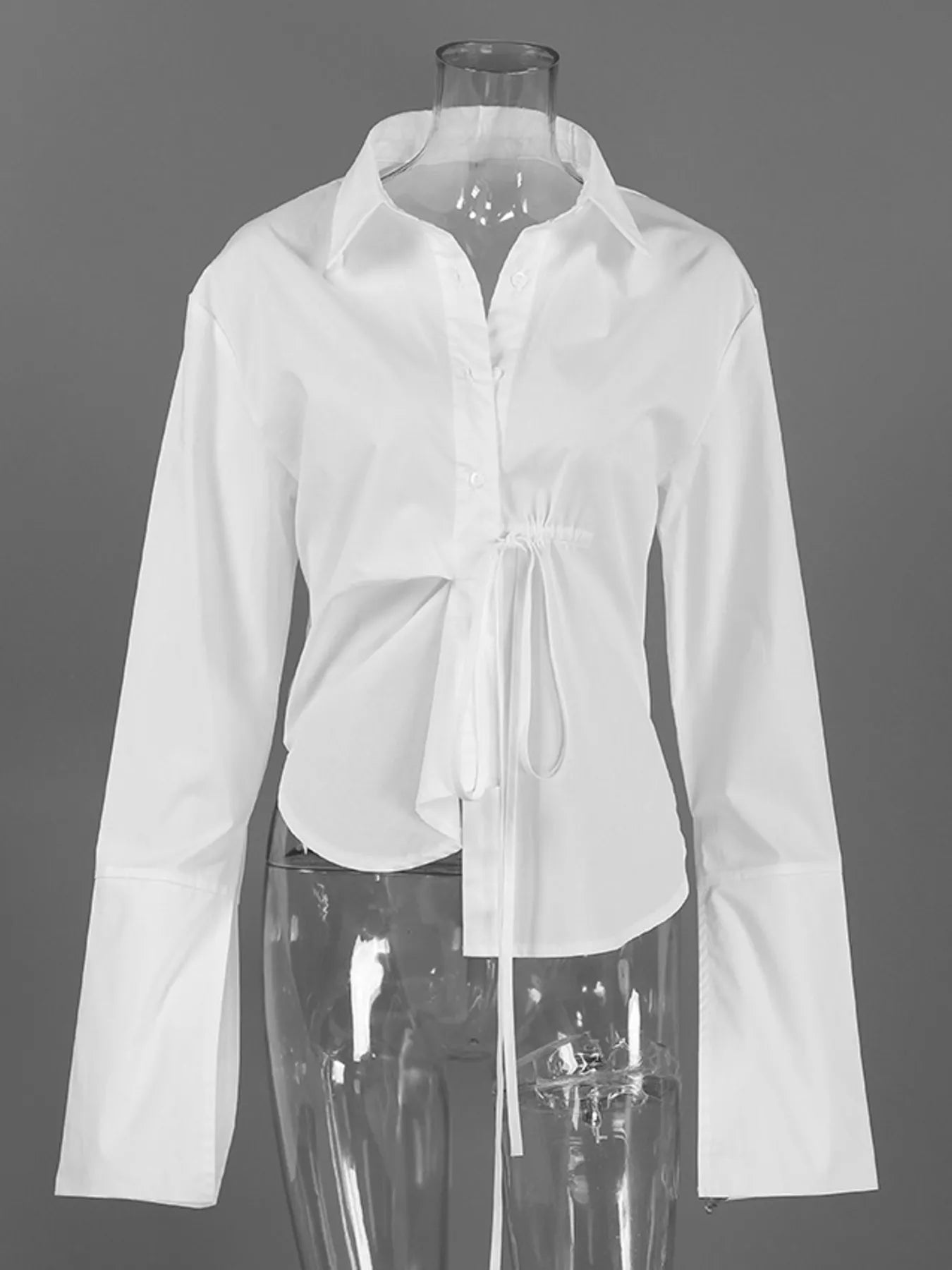 Trendsi Tie-Waist Detail Wrap-Front Shirt -