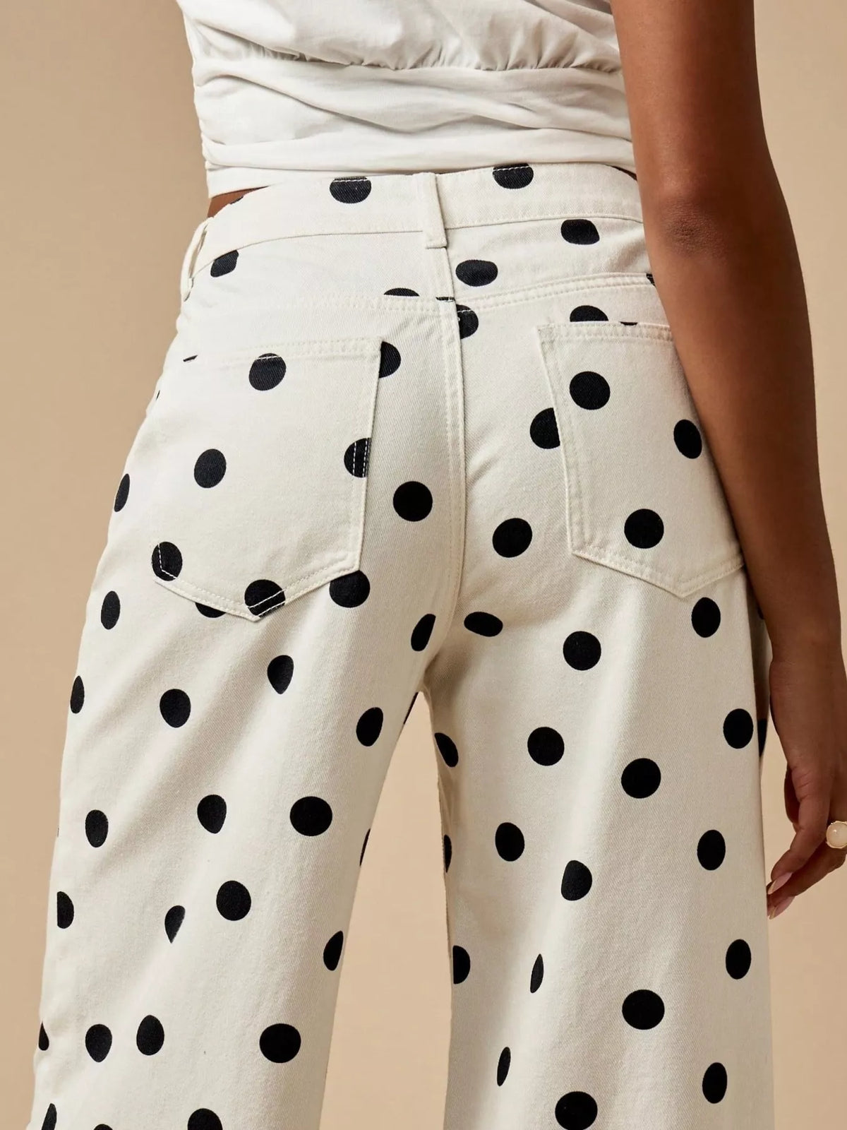 Trendsi Polka Dot Wide-Leg Jeans -
