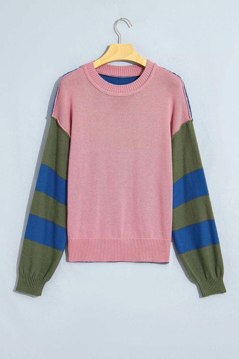Trendsi Multicolour Western Colorblock Patchwork Striped Long Sleeve Sweater -
