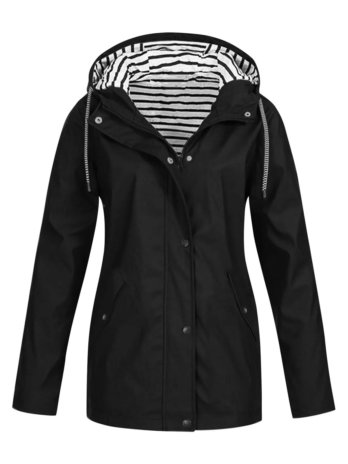 Black drawstring hooded jacket