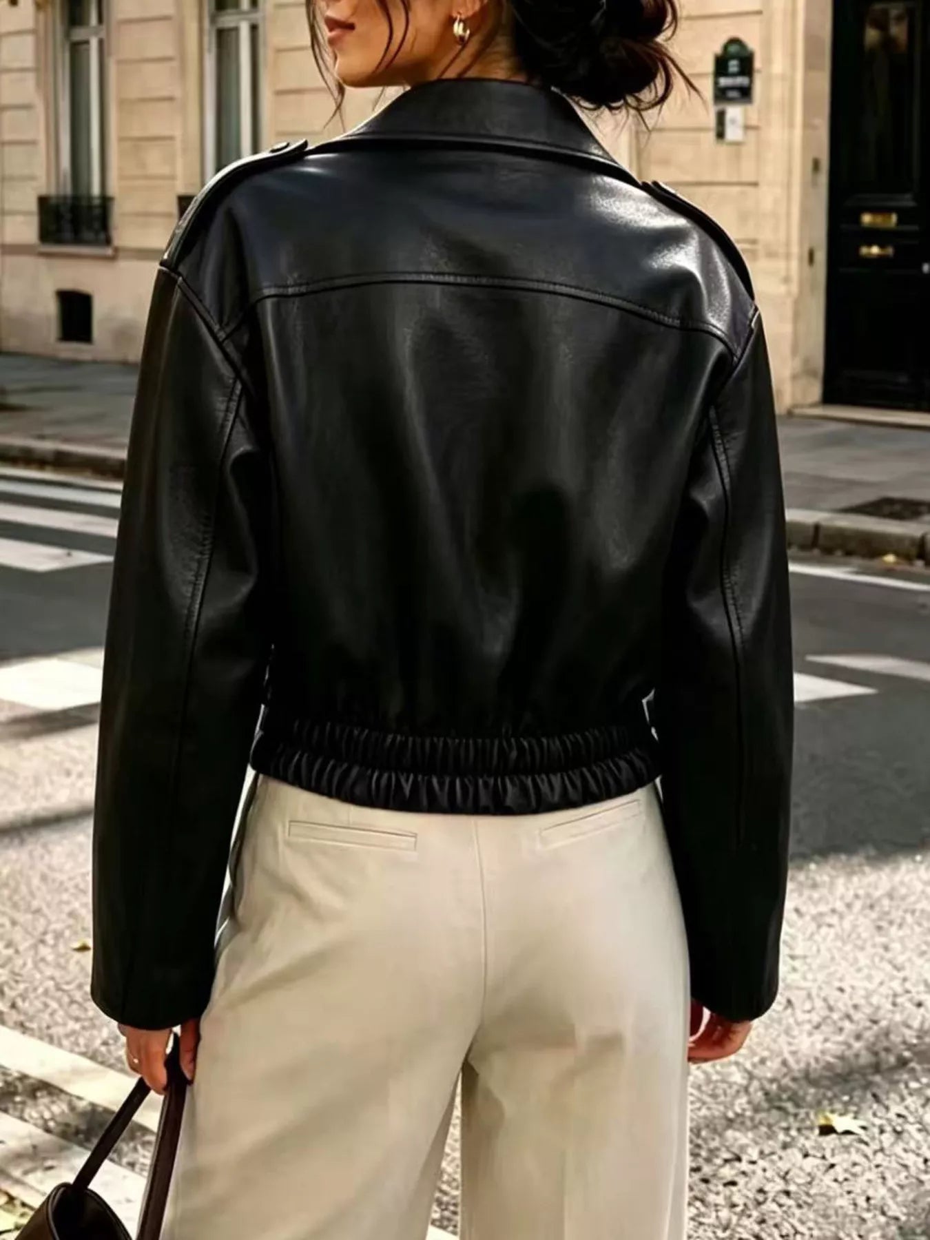 Trendsi Faux Leather Zip Up Jacket -