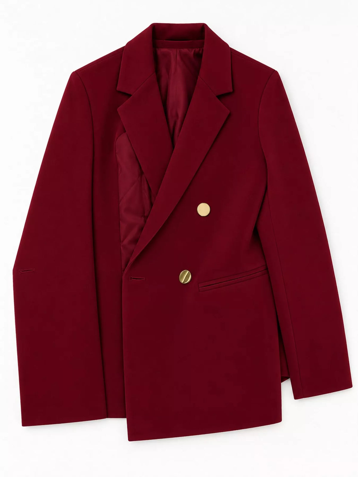 Burgundy double-breasted lapel collar blazer