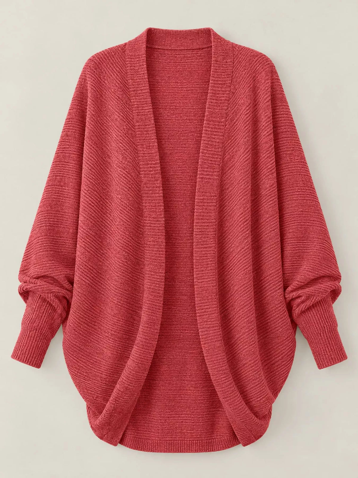 Orange Red open-front batwing sleeve cardigan