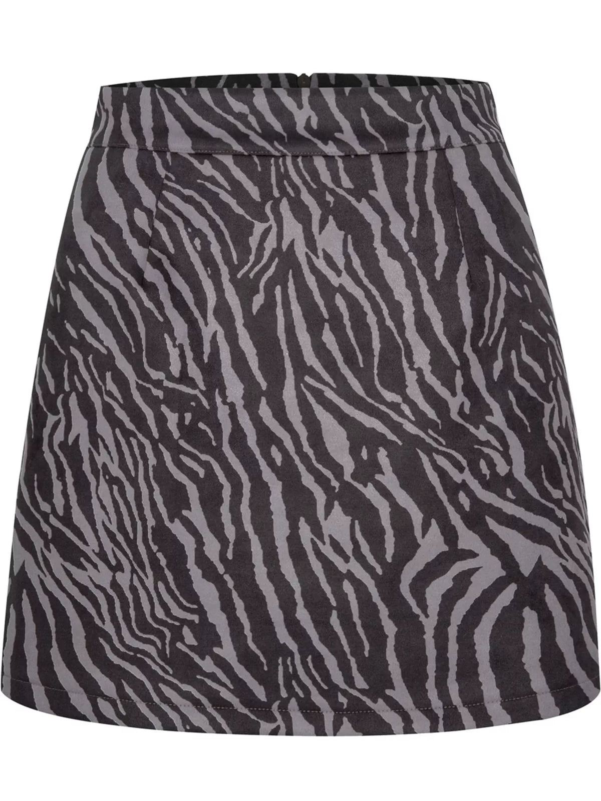 Zip-up mini skirt, zebra-print flat front