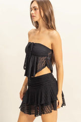 Trendsi HYFVE Lace Bustier Flowy Tube Top - Shirts