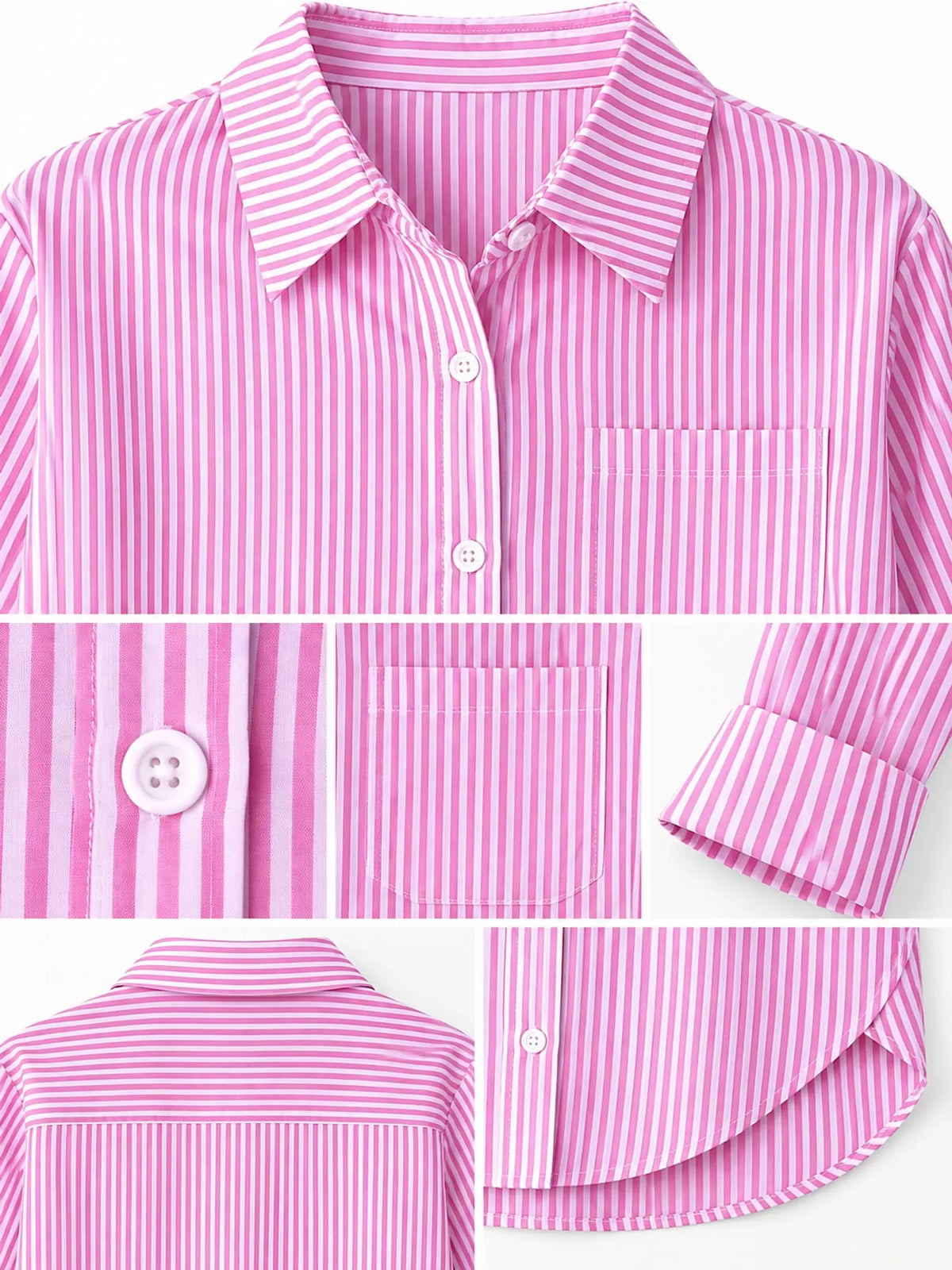 Striped long shirt, pink detail collage