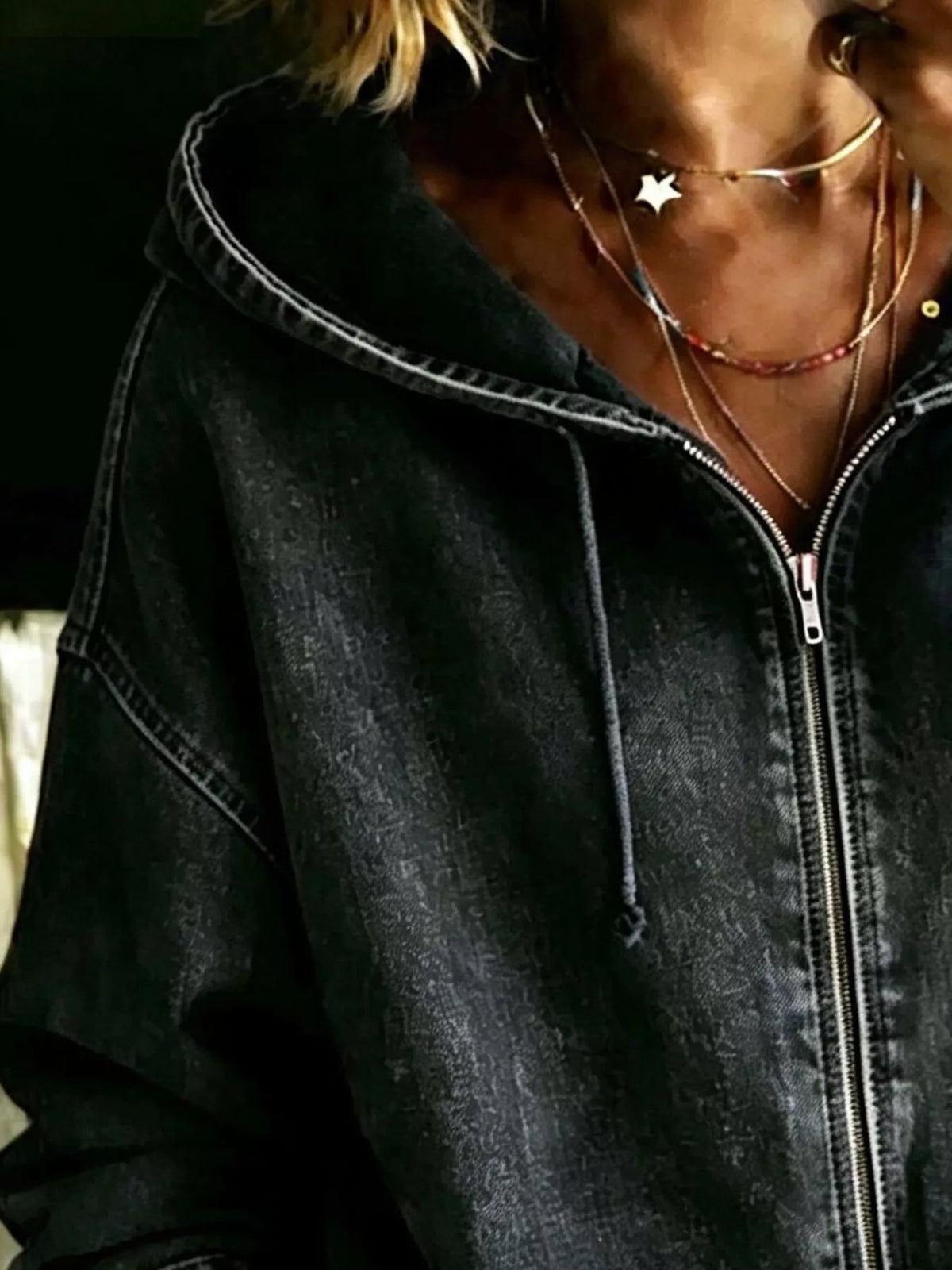 Trendsi Full Size Zip-Up Dropped Shoulder Hoodie Plus Size -